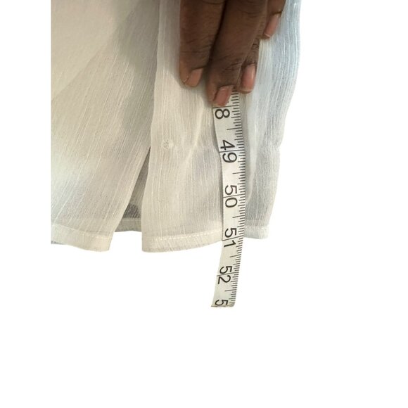 BCBGGeneration White Sheer Maxi Dress With Embroidered Trim Peasant Dress Size 0 - Picture 9 of 11